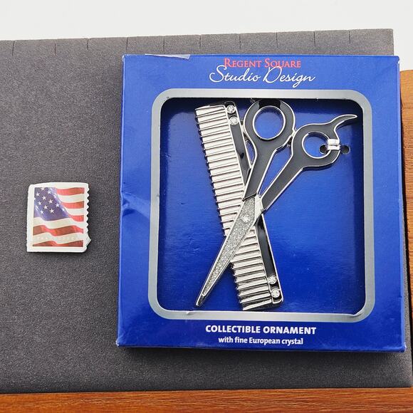 Silver Comb & Scissors Collectible Ornament Hairdresser Barber Cosmetology NEW - Picture 3 of 3